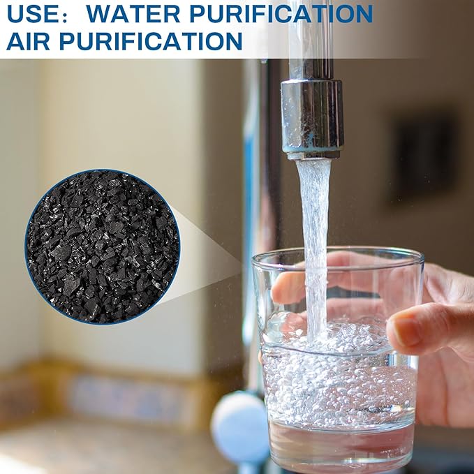 Timgle 6.6 Lbs Bulk Water Air Filter Activated Charcoal Coconut Hull Granular Activated Carbon 10-18 Mesh Water Distiller Charcoal Filters Media for Filtration