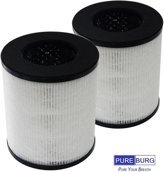 PUREBURG Replacement Filter Compatible with Tredy TD-1300, Tenergy Renair, Cool-Living CL-6070A, BEABA HEPA Air Purifer, H13 HEPA Activated Carbon 2-in-1 2-Pack