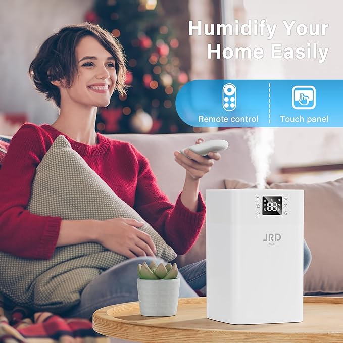 JRD 4L Humidifiers for Bedroom, Cool Mist Humidifier for Large Room, 40H Runtime, 360° Nozzle, Night Light for Home, Office, Baby Nursery, Plants（White）