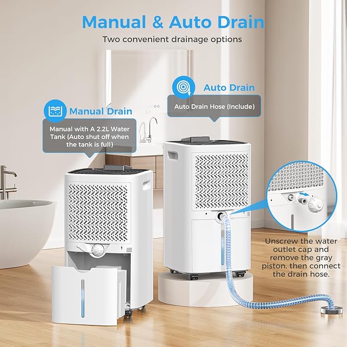 4000 sq.ft Dehumidifier for Basement, Trazico 45 Pint Dehumidifiers for Home with Drain Hose, Smart Humidity Control, 24H Timer, Auto Defrost, Ideal for Large Room, Bathroom, Bedroom, Garage, Black