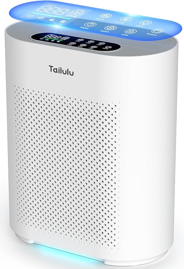 Air Purifiers for Home Large Room up to 2200ft², H14 HEPA Filter Air Purifiers PM2.5 Air Quality Sensor Smart Mode, 20dB Sleep Mode & Night Light Quiet Air Cleaner for Living Room, Bedroom, etc.