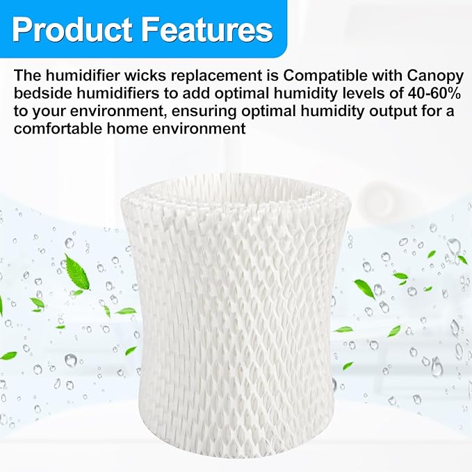 Humidifier Filters Replacement Wicks - Compatible with Canopy Bedside and Nursery Humidifiers - Made with Wood Pulp, Paper Filter - Pack of 3 Filters
