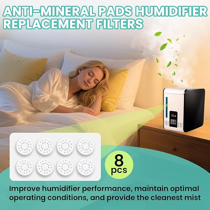 8 Pack A451 Anti-Mineral Pads Humidifier Replacement Filters Compatible with BONECO S200, S250 & S450 Steam Humidifiers
