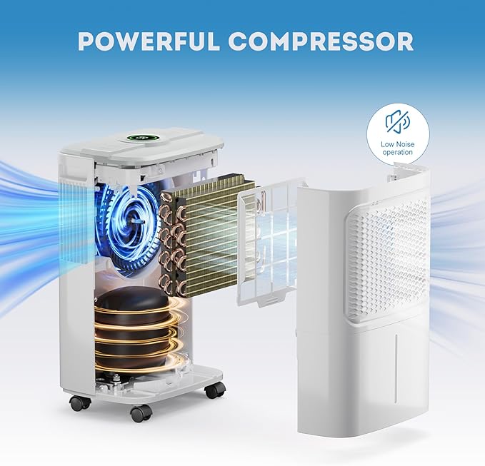 Dehumidifier for Basement, Home Dehumidifiers with Drain Hose for Large Room Bathroom, Auto Drain or Manual Drainage (31 pint)