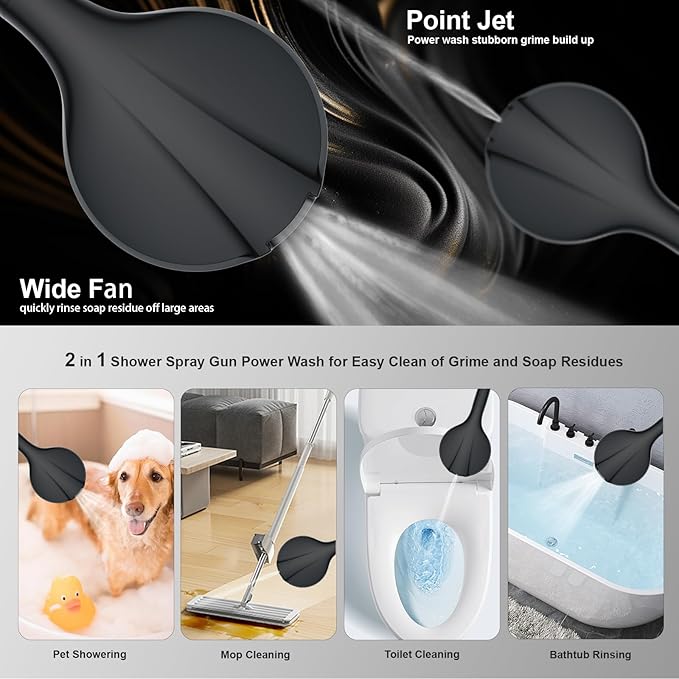 All-in-One Detachable Filtered Shower Head with Handheld,10 Spray Modes,Built-in 2 Power Wash,High Pressure Shower Heads with Filter for Hard Water (Filter, Black)