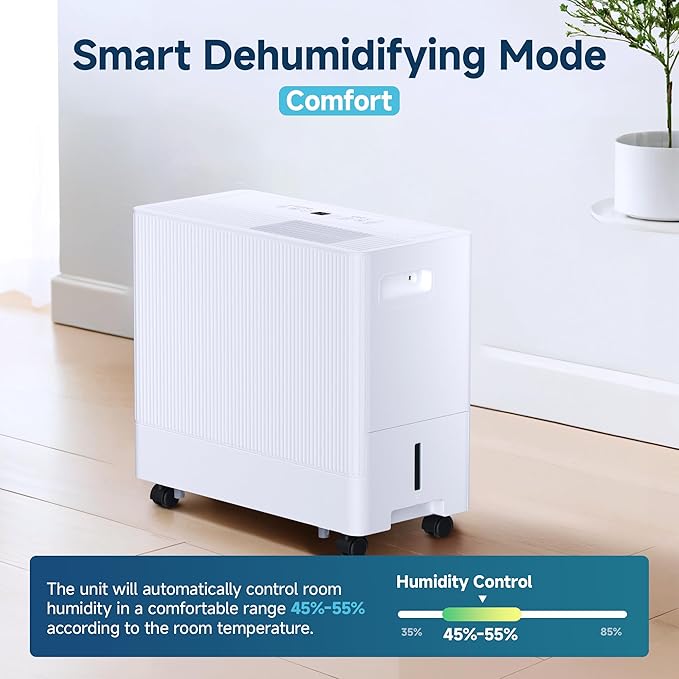 35 Pints Dehumidifier for Basement with Drain Hose,3000 Sq.Ft Dehumidifiers for Home,With 24-Hour Timer Function,Automatic Defrost,Multiple Dehumidification Modes,Suitable for Large Rooms