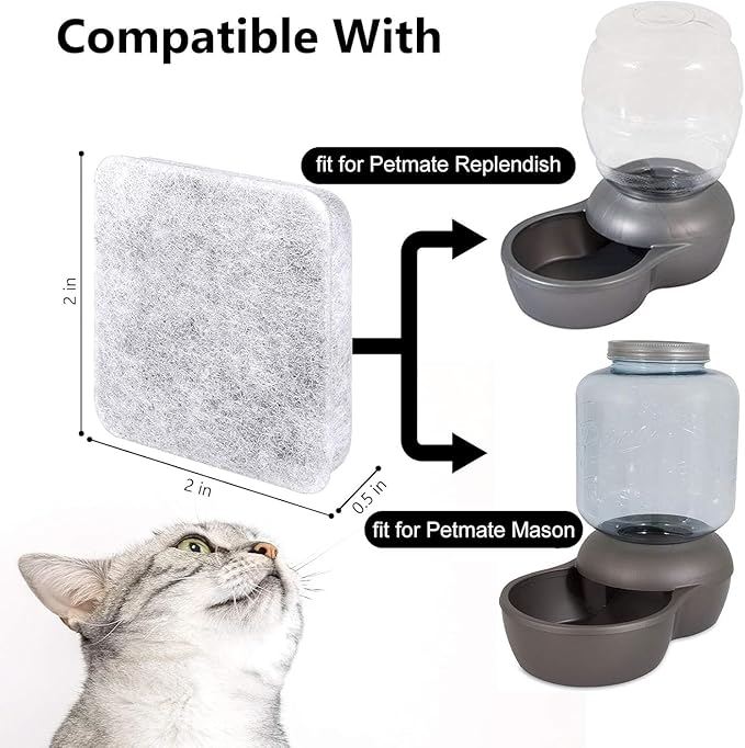 20pack Dog Water Filter Replacement，Dog Water Bowl Dispenser Compatible With Petmate Replendish Mason Automatic Gravity Waterer Bowls，Pet Filters for Water Fountain
