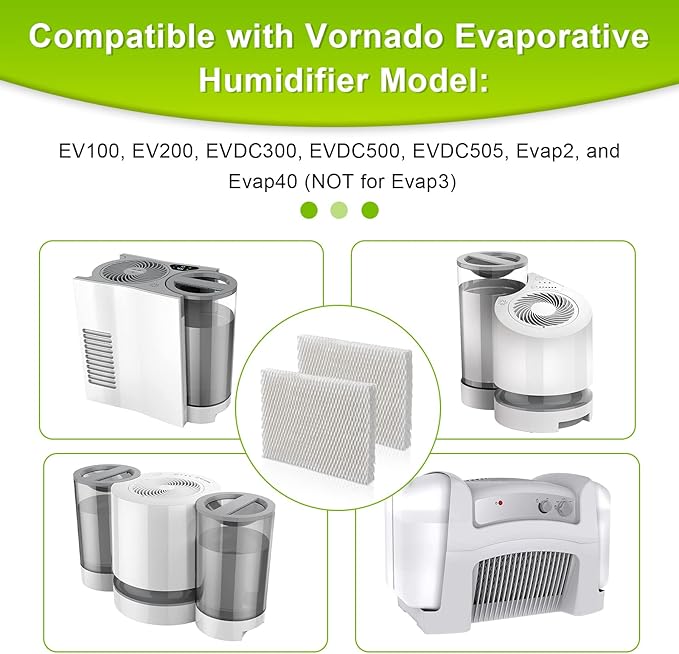 MD1-0034 Humidifier Filters Wick,Compatible with Vornado Humidifier Replacement Filter Model:Ev100,Ev200, Evap2,Evdc300,Evap40 Evdc500,Evaporative Humidifiers -(2 Pack)