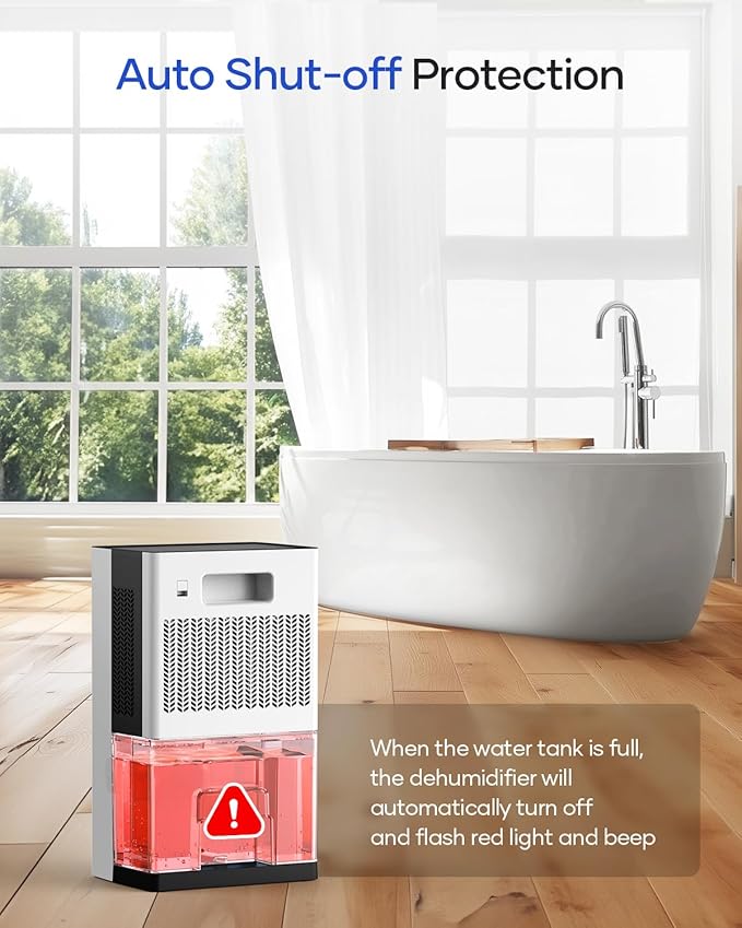 Dehumidifier, 95 OZ Water Tank Dehumidifiers for Home, 1000 sq. ft. Dehumidifier for Basement Bathroom Bedroom with Auto Shut Off, 7 Colors LED Light, Quiet Dehumidifiers with Sleep Mode, White
