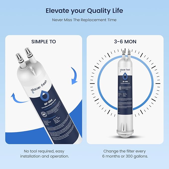 GLACIER FRESH EDR3RXD1 Compatible with 4396841 Refrigerator Water Filter, KAD3RXD1, WHR3RXD1, 4396841, 4396710, Filter 3, 46-9083,46-9030, 9030, 9083 Refrigerator Water Filter, 3 Pack