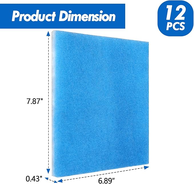 12 Pack Dryer Filter Replacement, Pre-Cut Portable Dryer Filters Compatible with FUNMAS Indoor Dryer Vent System MERV 7 Double Layer Filtration