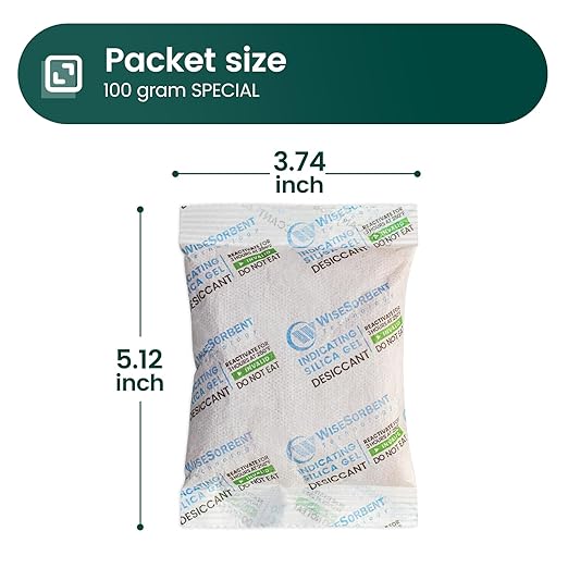 5Pcs 100g Rechargeable Desiccant Packs, Indicating Silica Gel Packets, Moisture Absorbers for Storage, Gun Safe Dehumidifiers