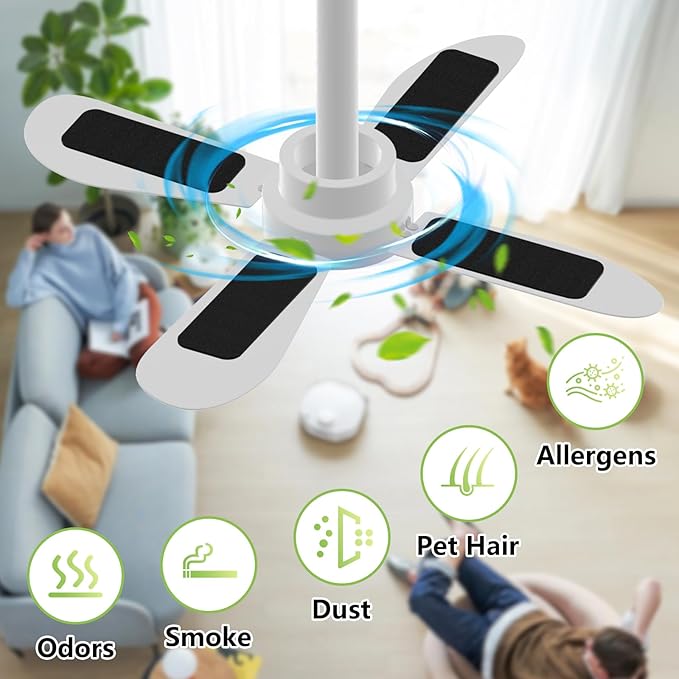 3 Pack Ceiling Fan Filters for Blades, Activated Coconut Carbon Fan Filter for Ceiling Fan, Easy-Stick Universal Air Filter for Common Household Contaminants