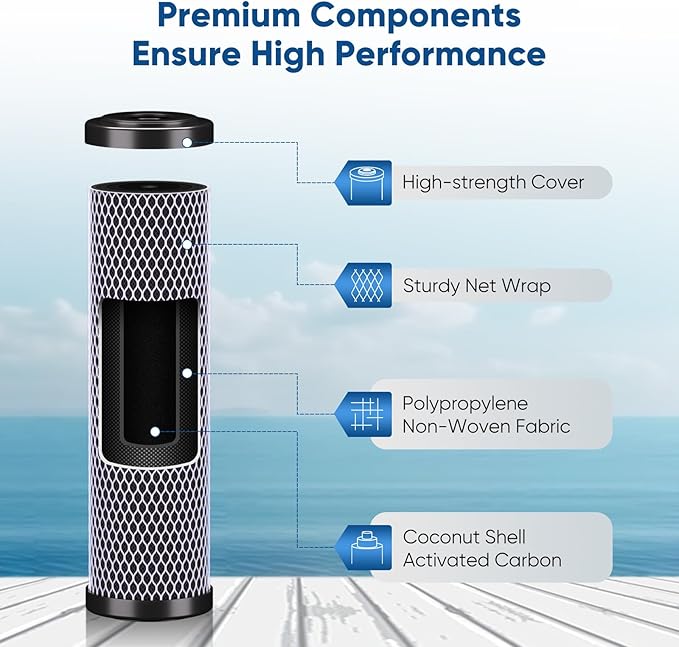 1 Micron 2.5" x 10" Whole House CTO Carbon Water Filter Cartridge Replacement for Under Sink Water Filter System, Dupont WFPFC8002, WFPFC9001, FXWTC, SCWH-5, WHEF-WHWC, WHCF-WHWC, AMZN-SCWH-5, 2Pack