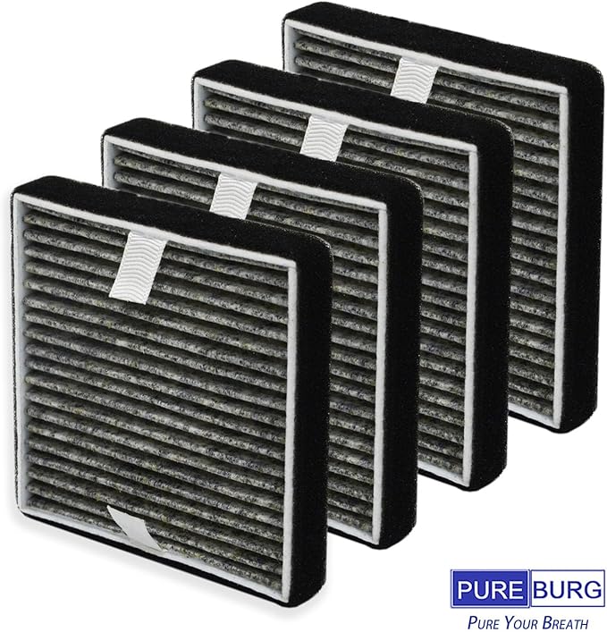 PUREBURG FRF105 Replacement Filters Compatible with Febreze OdorGrab FHT150W Air Cleaner T Filter,4-Pack HEPA Activated Carbon Odor Reducer Air Clean
