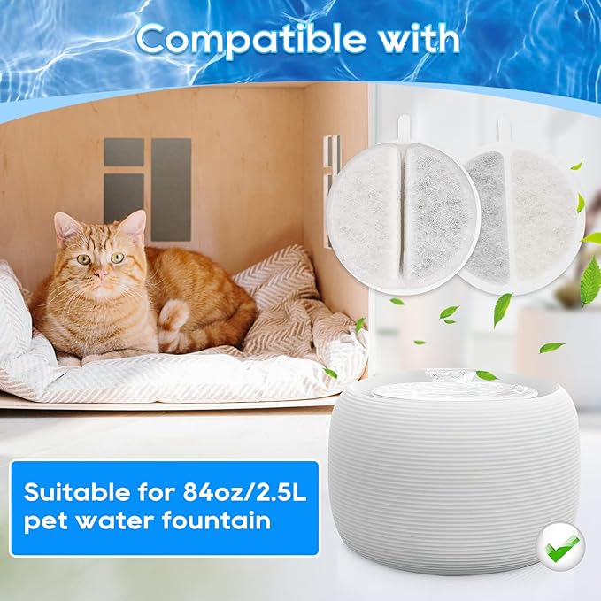 Cat Fountain Filter Replacement, 4 Pack Pet Water Fountain Filters, Cat Water Fountain Filter for Lite & Premium 84oz 2.5L Drinking Automatic Pet Fountain