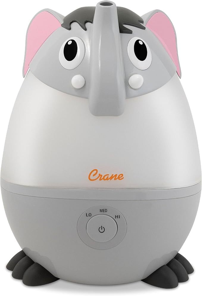 Crane Adorables Ultrasonic Mini Humidifiers for Bedroom and Baby Nursery, 5 Gallon Cool Mist Air Humidifier for Large Room or Kid's Room, Humidifier Filters Optional, Mini Elephant