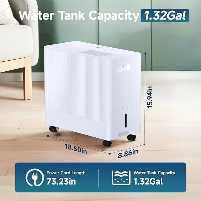 35 Pints Dehumidifier for Basement with Drain Hose,3000 Sq.Ft Dehumidifiers for Home,With 24-Hour Timer Function,Automatic Defrost,Multiple Dehumidification Modes,Suitable for Large Rooms