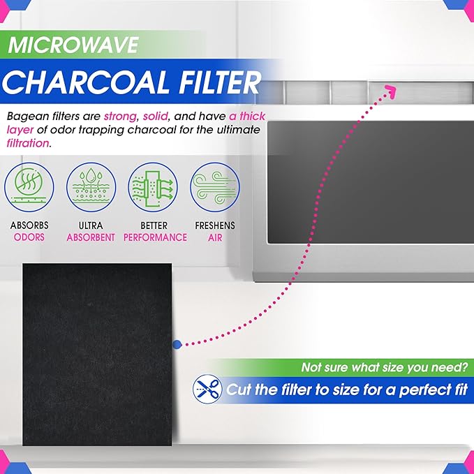 Cut-to-Fit Microwave Filter Replacement - 18” x 15” Activated Carbon Filter Fits Samsung GE LG Frigidaire Whirlpool and More - Charcoal Oven Vent Filters Removes Odors and Freshen Air (1 Pack)