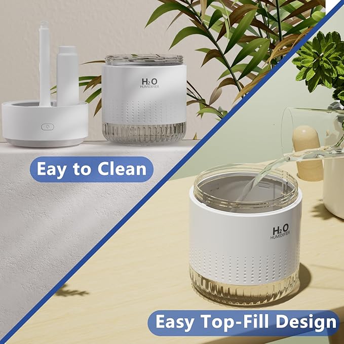 SZO Portable Small Humidifier, 2025 NEW USB Personal Desktop Humidifiers for Bedroom Travel Office Home, 2 Mist Modes Quiet, Auto Shut-Off(500ml, White)