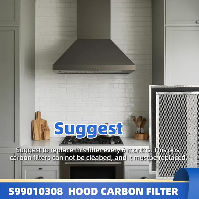 Upgraded Range Hood Activated Carbon Filter S99010308 Suitable for Bro-an Nut-one BPSF30 QS WS and GE WB02X10707 Ductless Range Hood Deodorising Filter 10.8 x 13.3 inches 2-pack