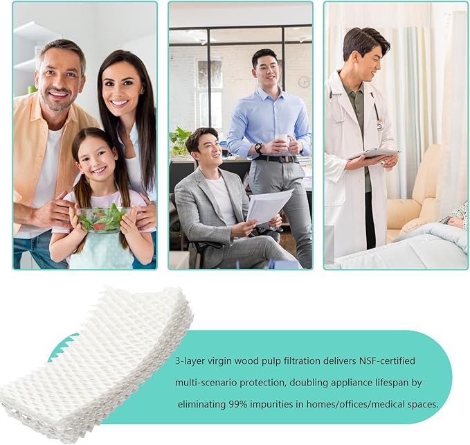 Replacement Humidifier Filters, Compatible with Equate EQWF813 PCWF813 Relion RCM832 RCM-832N Protec RWF813 EQ-2119-UL PCCM-832N Cool Mist Humidifiers Wick Filter (8 Pack)