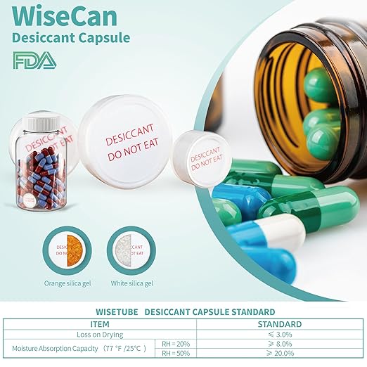 1 Gram 2000 Pack Desiccant Packs Food Grade, Silica Gel Capsule with Indicating Silica Gel Beads (Orange to White), Moisture Absorber Packets Silica Gel Packets