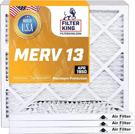 Best 25x25x1 Air Filters | 12 Pack | MERV 13 HVAC Pleated AC Furnace Filters, Protection Against Mold and Pollen, Allergen Reduction, Increases Air Quality | Actual Size (24.8x24.8x1)