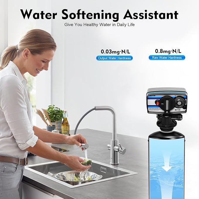 Whole House Water Softener Valve, 5600SM Flow Type Digital Control Valve for Water Softeners, 110V Automatic Operating Digital Timer Filter Control Head Valve Water Filter Softeners Resin