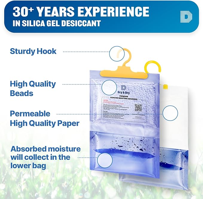 Dry & Dry 7 Packs [Net 14.1 Oz/Pack] Moisture Absorbers Dehumidifiers for Home Dehumidifier for Basement Dehumidifiers for Bedroom Small Dehumidifiers - Dehumidifiers Moisture Absorbers