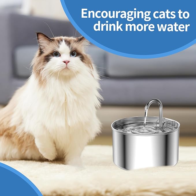 10 Pack Cat Water Fountain Filters for 108oz/3.2L & 67oz/2L Stainless Steel, Cat Fountain Filter Replacement(10 Filters & 10Sponges)