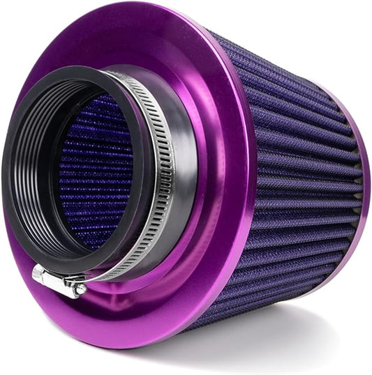Universal Clamp-On Air Intake Filter, High Performance, Washable Filter, Replacement Air Filter, Flange Diameter 4inch/100mm (Purple)