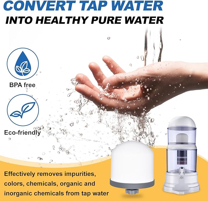 Replacement Ceramic Dome Water Filter with Coconut Shell Activated Carbon， 0.2 to 0.5 micron for Countertop Water Filter System 2PACK