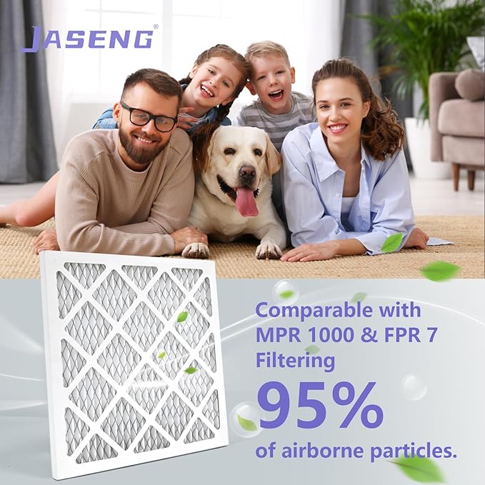 10x10x1 Furnace Air Filters MERV 11, JASENG 4 Pack AC Furnace Filter MPR 1000 & FPR 7 Filtering, HVAC Air Filter Replacement (exact dimensions: 9 3/4"x9 3/4"x3/4")