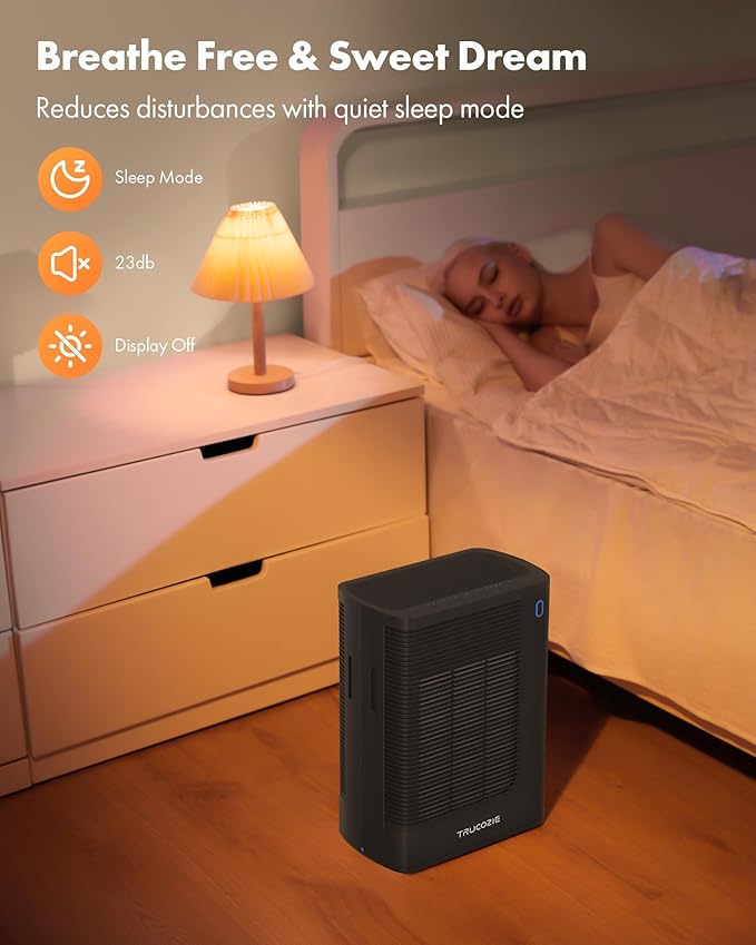 T356 Air Purifier for Home Large Room Bedroom Up to 1937 Ft² in 1 Hr With Double-sided Air Inlet, Air Quality and Light Sensors, HEPA Sleep Mode for Allergies, Dust, Pollen, Pet Hair, Black