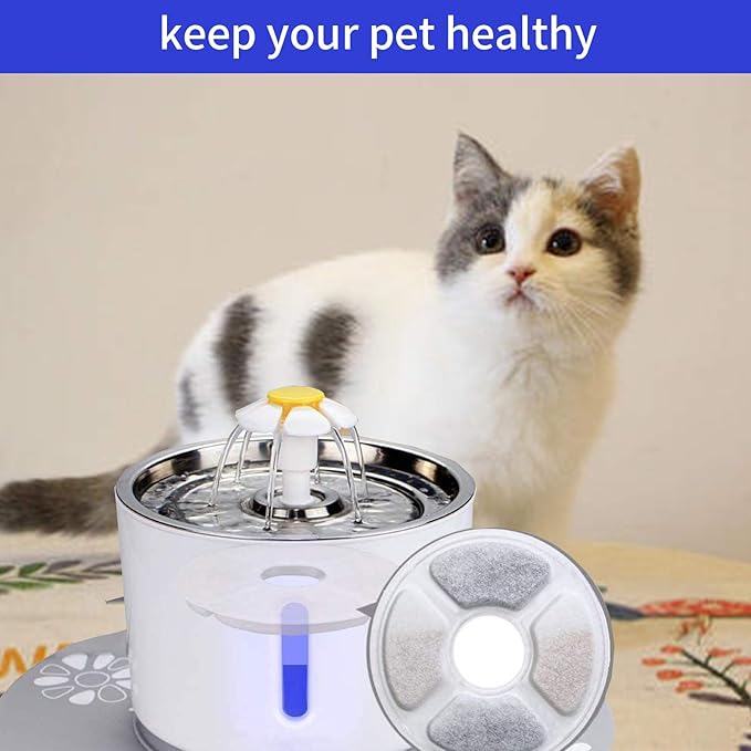 Replacement Filters for Pet Water Fountain - Activated carbon Filters for Cats and Dogs Automatic Water Dispenser (8 Pack)