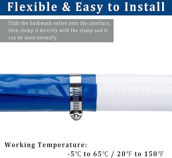 1-1/2 in x 25 ft Pool Backwash Hose Heavy Duty Drain Discharge PVC Lay flat General Purpose Vinyl Hose, Burst Resistant for Water Transfer Sump Pump Pool Filter (1.5in 25ft fiber reinforced hose)