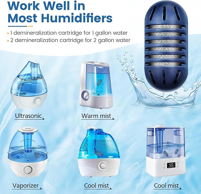 isinlive Demineralization Cartridge for HoMedics Ultrasonic Humidifiers: 20-Pack Demineralization Cartridges Filter Replacement, Filters Mineral Deposits, Prevents Hard Water Build-Up, Purifies Water