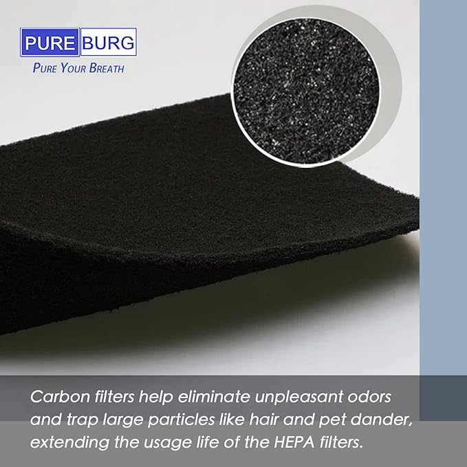 PUREBURG 990051000 Replacement True HEPA Filter Set Compatible with Hamilton Beach TrueAir 04383 04384 04385 04386 Compact Pet Air Purifier,H13 Activated Carbon,2-Pack
