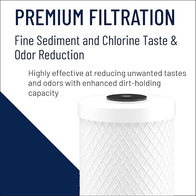 Pentair Pentek CBC-10 Carbon Water Filter, 10-Inch, Under Sink Carbon Block Replacement Cartridge with Bonded Powdered Activated Carbon (PAC) Filter, 10" x 2.5", 0.5 Micron, Pack of 2