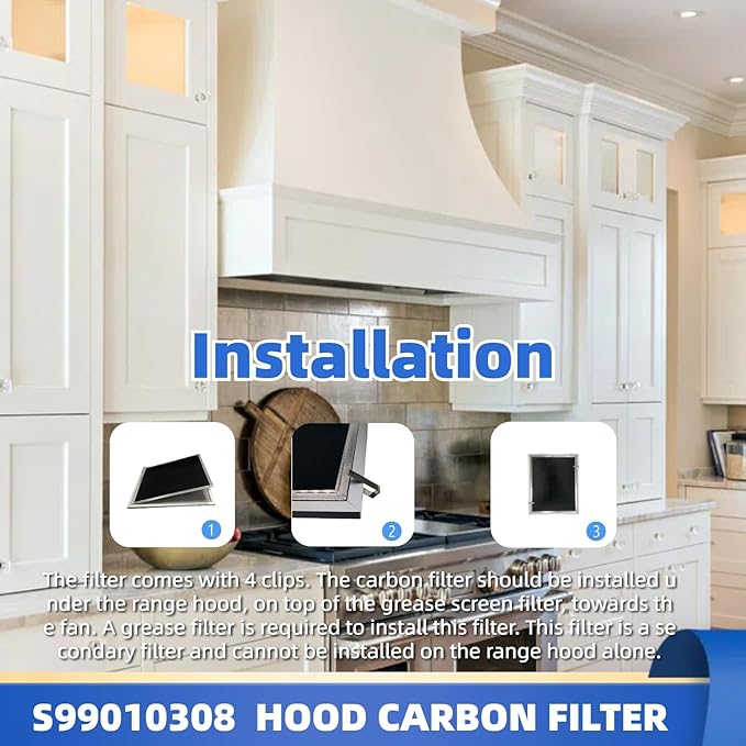 Upgraded Range Hood Activated Carbon Filter S99010308 Suitable for Bro-an Nut-one BPSF30 QS WS and GE WB02X10707 Ductless Range Hood Deodorising Filter 10.8 x 13.3 inches 2-pack