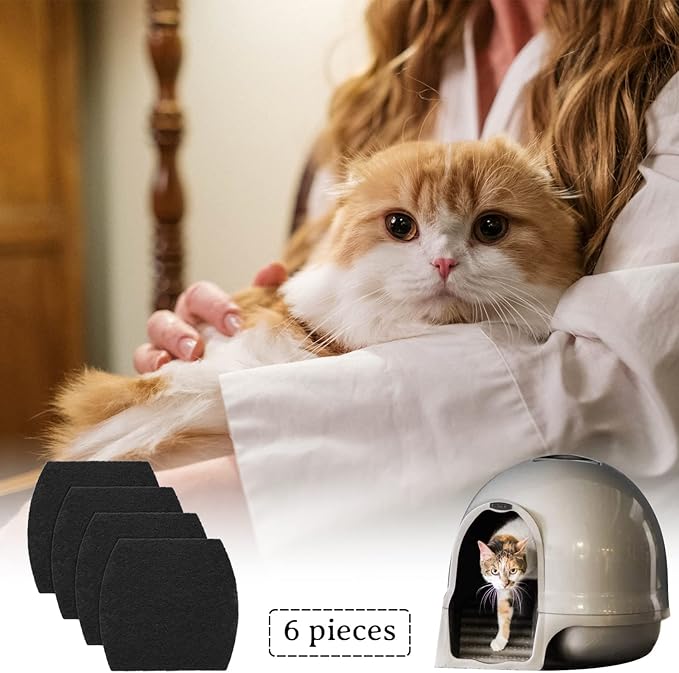 Cat Litter Box Replacement Filters Activated Carbon Charcoal Filters Compatible with Petmate Booda Dome Clean Step Cat Litter Box 4 Pack