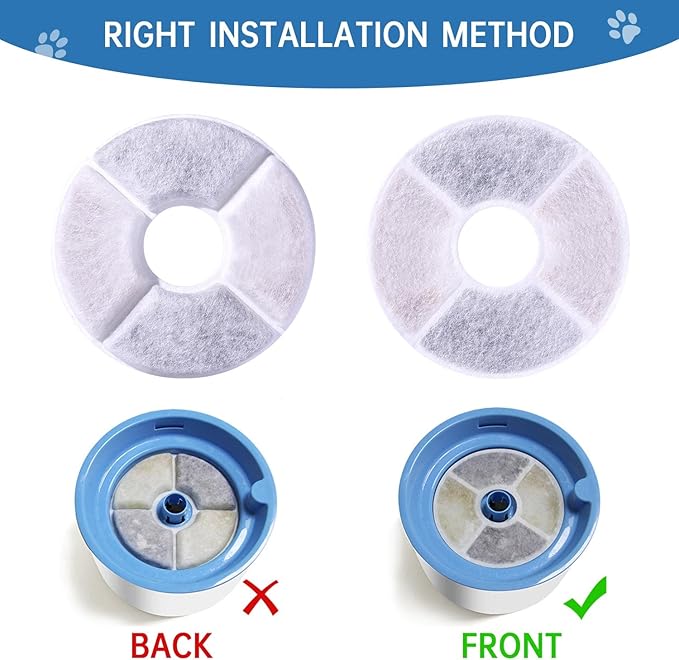 RBAYSALE Cat Water Fountain Filters 12 Pack Cat Fountain Filter Replacement, 3 Triple Filtration System, Activated Carbon Filters for 84oz/2.5L Automatic Cat Fountain