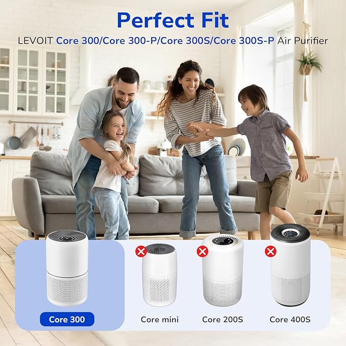 Fil-fresh Core 300 Replacement Filter, Compatible with LEVOIT 300 and Core 300S Air Purifier, Ideal for Pet Care, H13 True HEPA Filters and Activated Carbon, Replace Core 300-RF-PA, 2-Pack