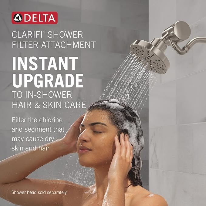 Delta Faucet Clarifi Premium Shower Filter Attachment with Filter, Hard Water Shower Filter, Shower Head Filter, Polished Nickel 5SF100-PN
