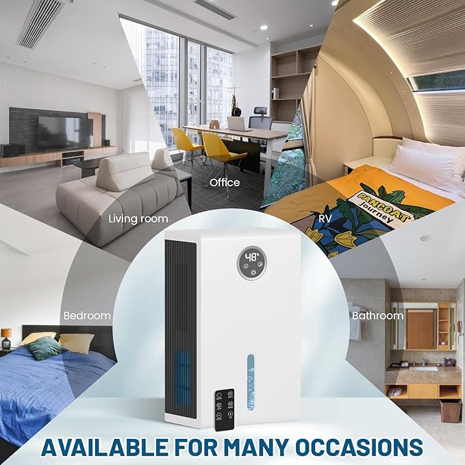 Dehumidifier for Home for Bedroom with 1000 sq.ft 120 OZ Water Tank,Dehumidifiers for Bathroom Basement with Remote Control,Auto Shut Off,Touchscreen,7 Colors LED Light