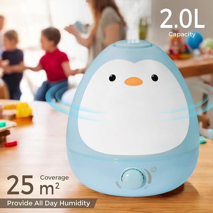Earnest Living Baby 3-in-1 Cool Mist Humidifier with Essential Oil Diffuser + Nightlight, BPA Free Humidifier for Kids Bedroom, Nursery + Large Rooms, Whisper-Quiet, Auto Shut Off