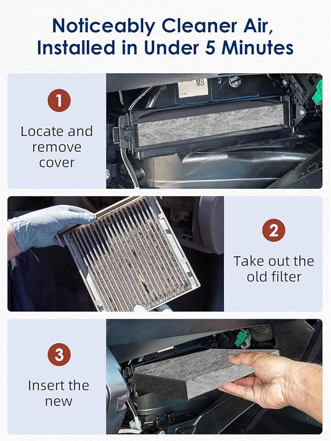 CF10285 Cabin Air Filter with Activated Carbon, Replacement for CP285 Toyota Lexus Scion Camry Corolla Tundra Highlander Prius, A/C Car Filter 3-Pack