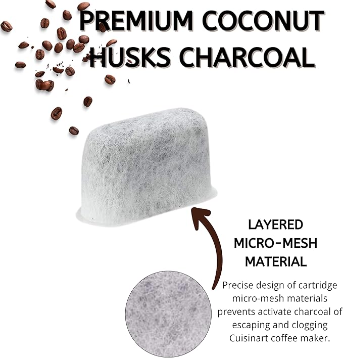 12 NISPIRA Replacement Activated Charcoal Water Filters for Cuisinart Coffee Machines, Compared to Cuisinart DCC-RWF