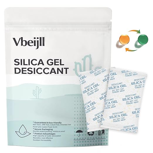 100 Gram 15 Pcs (Color-Indicating) Silica Gel Packets, Premium Food Grade Desiccant, Rechargeable Moisture Absorbers for Car, Storage Bins, Suitcase, Safe, 3D Filaments, Electronics